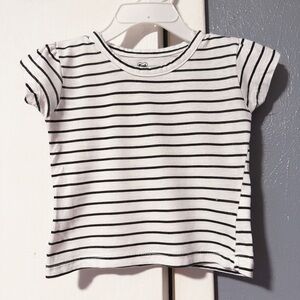Toddler Girls Black and White Striped Tee